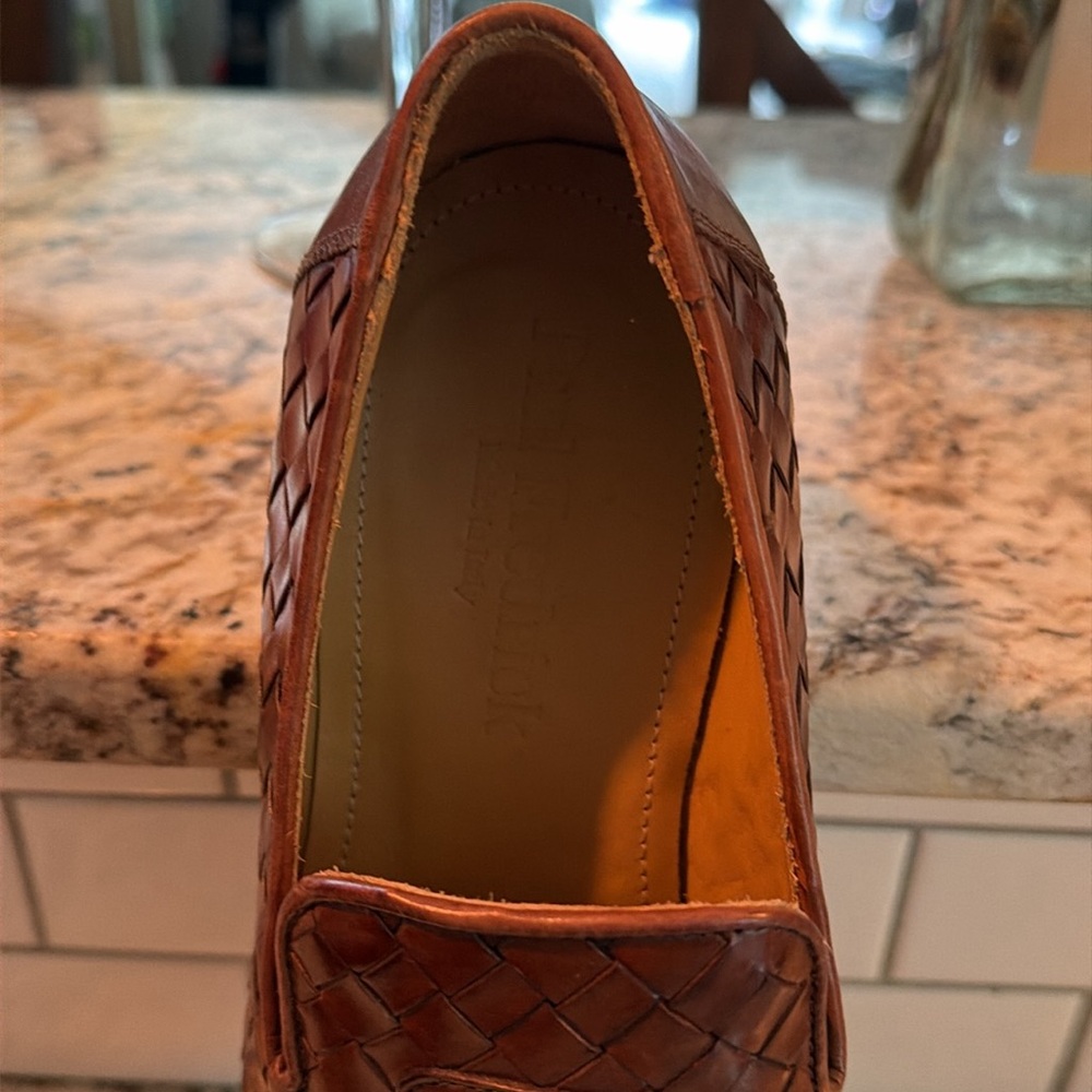 Men Brown Woven Leather Loafers with Tassels size 8 1/2 - Picture 13 of 16